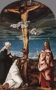 BURGKMAIR, Hans Crucifix with Mary, Mary Magdalen and St John the Evangelist oil